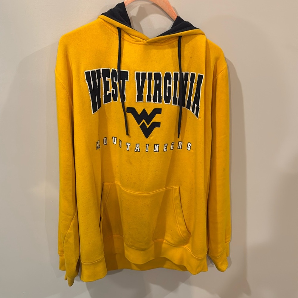 West Virginia University WVU Mountaineers Gold Hoodie Sweatshirt Men's L